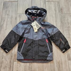 London Fog Boys Hooded Jacket Size 5 Gray Camo Winter Coat‎ Insulated NEW Snow